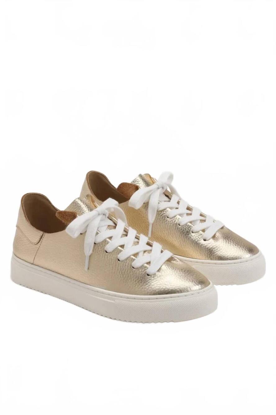 NEW SAM EDELMAN women's poppy lace up sneaker in gold leather